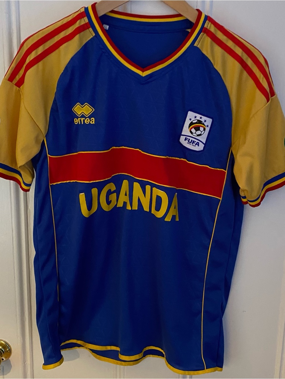 Arrea Soccer Jersey Men’s XL FUFA Yellow Blue Red Football Africa Futbol